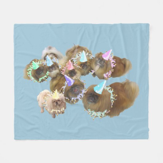 Pekingese Party Fleece Deken (Voorkant (Horizontaal))