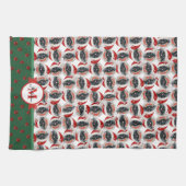 Pekingese Patroon Monogram Kerstdag Hond Theedoek (Horizontaal)