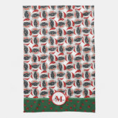 Pekingese Patroon Monogram Kerstdag Hond Theedoek (Verticaal)