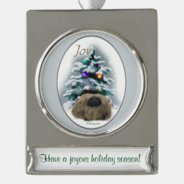 Pekingese Persoonlijke Kerstmis Verzilverd Banner Ornament