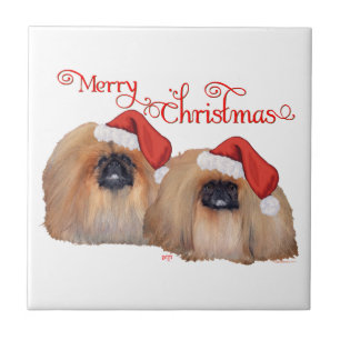 Pekingese Prettig kerstfeest Tegeltje