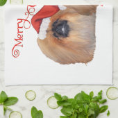 Pekingese Prettig kerstfeest Theedoek (Gevouwen)