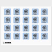 Pekingese Pup Blue Vierkante Sticker (Vel)