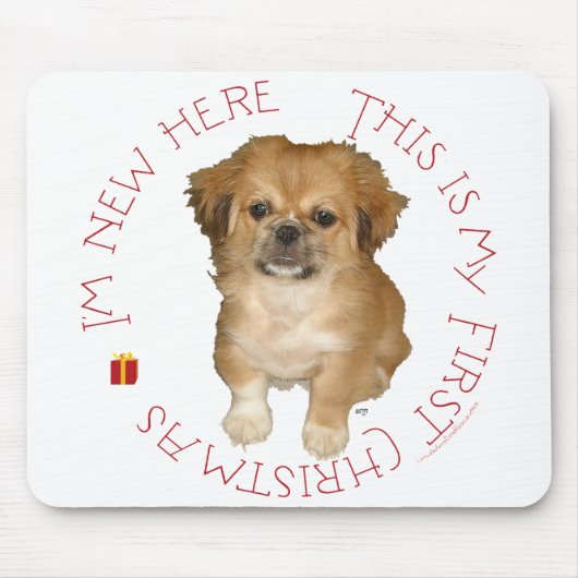Pekingese Pup First Kerstmis Muismat (Voorkant)