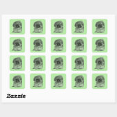 Pekingese Pup Groen Vierkante Sticker (Vel)