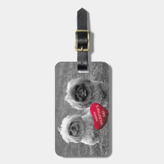 Pekingese Puppies wensen een fijne Valentijnsdag Bagagelabel (Voorkant verticaal)