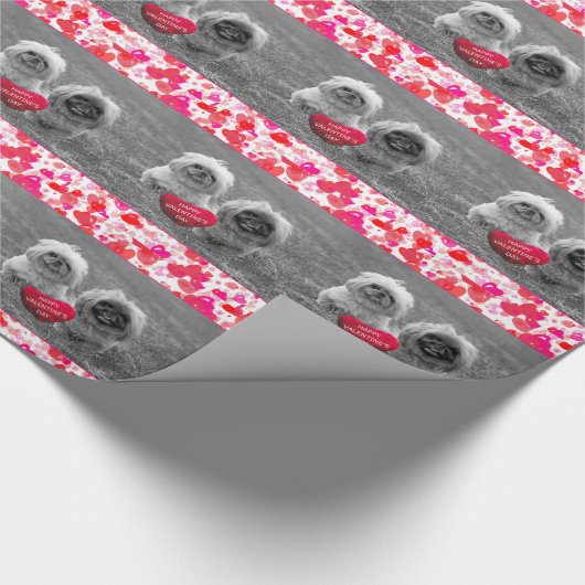 Pekingese Puppies wensen een fijne Valentijnsdag Cadeaupapier (Hoek)