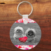 Pekingese Puppies wensen een fijne Valentijnsdag Sleutelhanger (Voorkant)