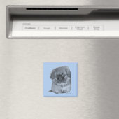Pekingese Puppy Blauw Magneet (Insitu (Vaatwasser))