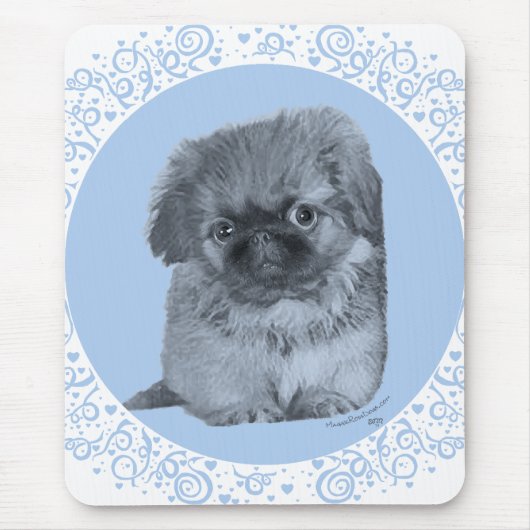 Pekingese Puppy Blauw Muismat (Voorkant)