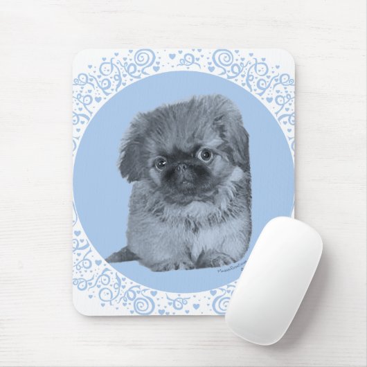 Pekingese Puppy Blue Muismat (Met muis)