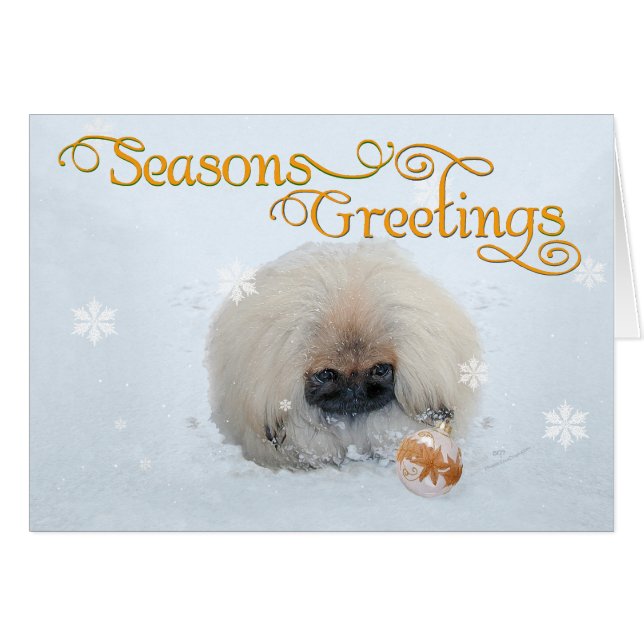 Pekingese Puppy Eerste Kerstmis (Voorkant Horizontaal)