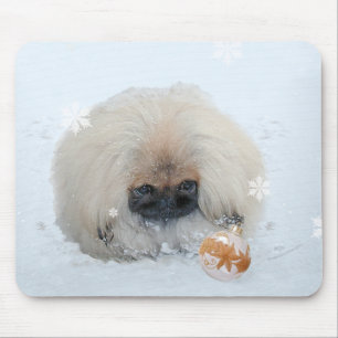 Pekingese Puppy Eerste Kerstmis Muismat