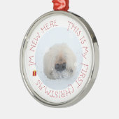 Pekingese Puppy First Kerstmis Metalen Ornament (Links)