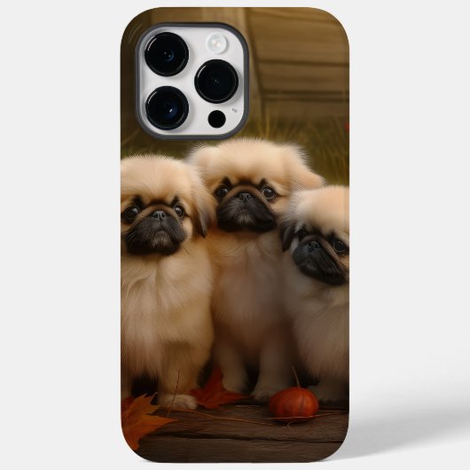Pekingese Puppy Herfst Plezier Pompoen  Case-Mate iPhone Case (Achterkant)