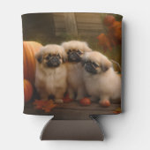 Pekingese Puppy Herfst Verrukking Pompoen Blikjeskoeler (Achterkant)
