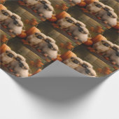 Pekingese Puppy Herfst Verrukking Pompoen Cadeaupapier (Hoek)