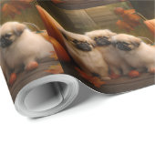 Pekingese Puppy Herfst Verrukking Pompoen Cadeaupapier (Rol Hoek)