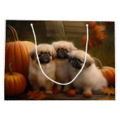 Pekingese Puppy Herfst Verrukking Pompoen Groot Cadeauzakje (Achterkant)