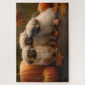 Pekingese Puppy Herfst Verrukking Pompoen Legpuzzel (Verticaal)