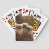 Pekingese Puppy Herfst Verrukking Pompoen Pokerkaarten (Achterkant)