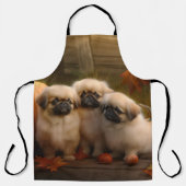 Pekingese Puppy Herfst Verrukking Pompoen Schort (Voorkant)