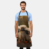 Pekingese Puppy Herfst Verrukking Pompoen Schort (Gedragen)