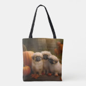 Pekingese Puppy Herfst Verrukking Pompoen Tote Bag (Achterkant)