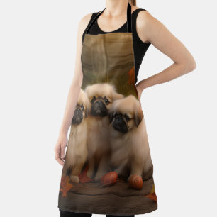Pekingese Puppy Herfstpracht Pompoen  Schort
