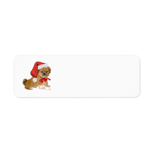 Pekingese Puppy Kerstmis Etiket (Voorkant)