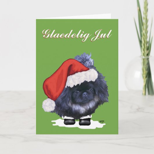 Pekingese Puppy Kerstmis Feestdagen Kaart (Voorkant)