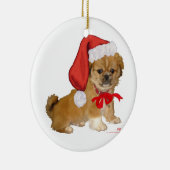 Pekingese Puppy Kerstmis Keramisch Ornament (Rechts)