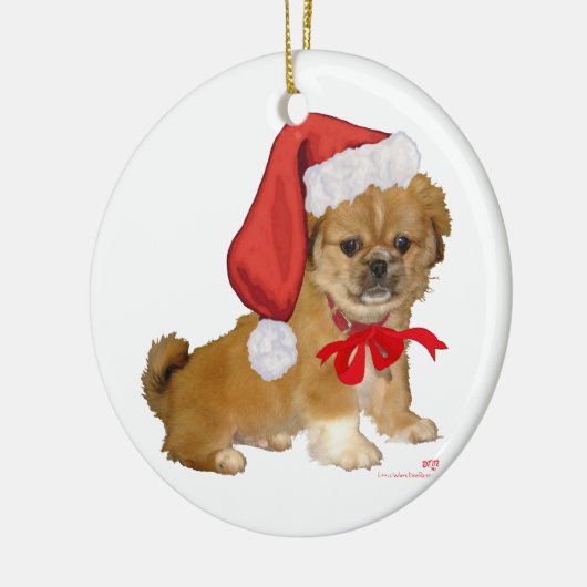 Pekingese Puppy Kerstmis Keramisch Ornament (Links)