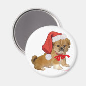 Pekingese Puppy Kerstmis Magneet (Voorkant / Achterkant)