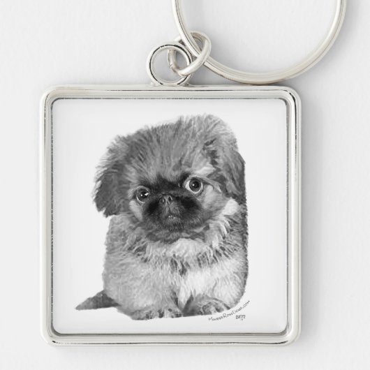 Pekingese Puppy Sleutelhanger (Voorkant)