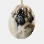 Pekingese puppy Waterverf schilderen Keramisch Ornament (Rechts)