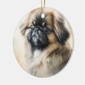 Pekingese puppy Waterverf schilderen Keramisch Ornament (Links)