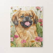 Pekingese Puzzel – Watercolor Honden Kunst