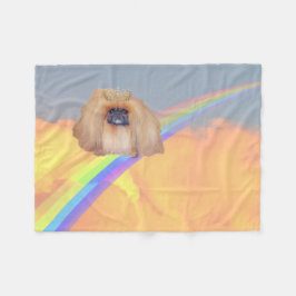 Pekingese regenboog fleece deken
