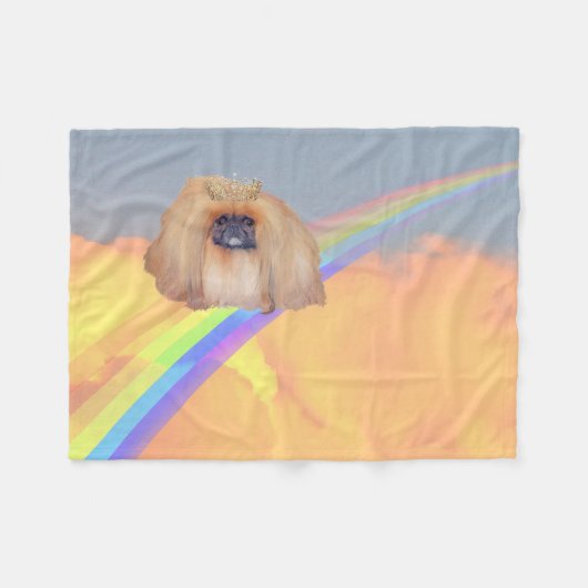 Pekingese regenboog fleece deken (Voorkant (Horizontaal))