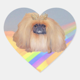Pekingese regenboog hart sticker