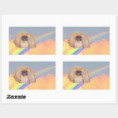 Pekingese regenboog rechthoekige sticker (Vel)