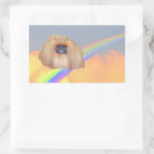 Pekingese regenboog rechthoekige sticker (Tas)