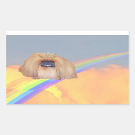 Pekingese regenboog rechthoekige sticker