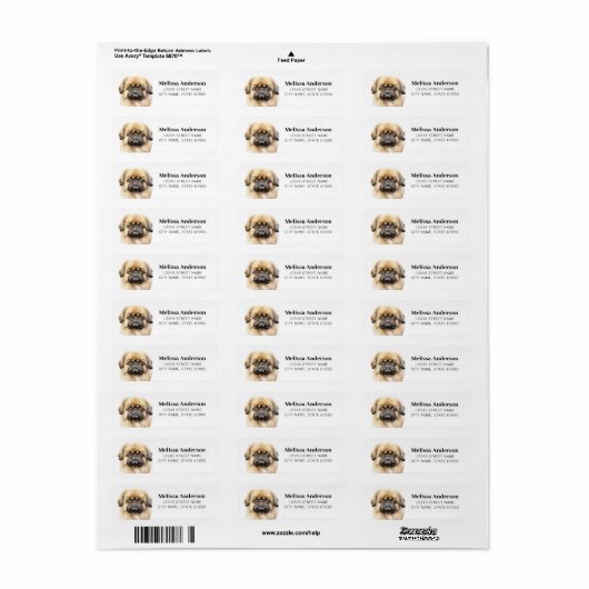 Pekingese Return Address Labels (Full Sheet)