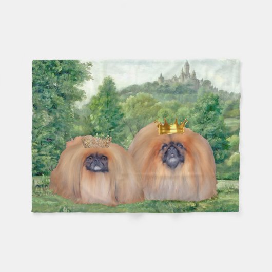 Pekingese Royalty Fleece Deken (Voorkant (Horizontaal))