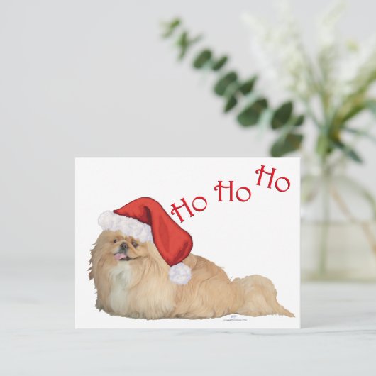 Pekingese Santa Claus Feestdagenkaart (Staand voorkant)