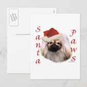 Pekingese Santa Paws Feestdagenkaart (Voorkant / Achterkant)