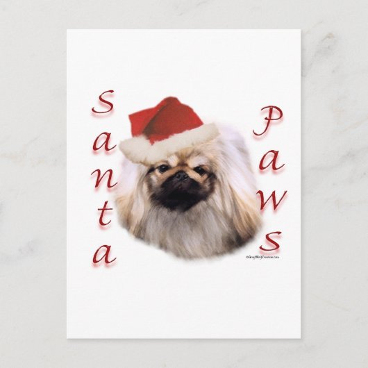 Pekingese Santa Paws Feestdagenkaart (Voorkant)