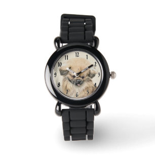 Pekingese Schilderij - Mooie Originele Honden Kuns Horloge